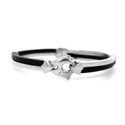 18K White Gold and Rubber Italian Bracelet